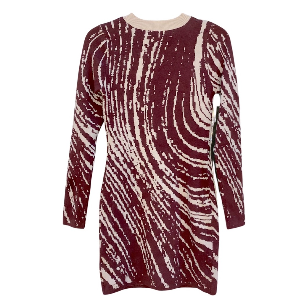 Blue Blush Abstract Zebra Print Bodycon Soft Knit Sweater Dress, … - Picture 6 of 9